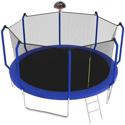 Trampolines |  12-foot Trampoline with Basketball Hoop and Enclosure Sports & Fitness Trampolines