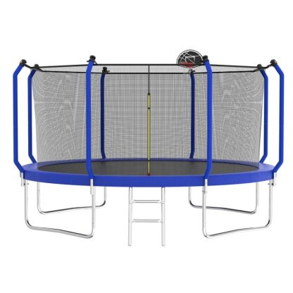 Trampolines |  12-foot Trampoline with Basketball Hoop and Enclosure Sports & Fitness Trampolines