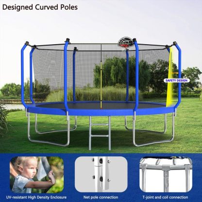 Trampolines |  12-foot Trampoline with Basketball Hoop and Enclosure Sports & Fitness Trampolines