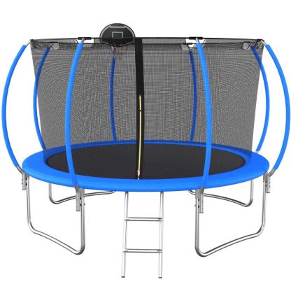 Trampolines |  12-foot Trampoline with Pumpkin-Style Safety Net and Basketball Hoop Sports & Fitness Trampolines