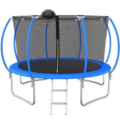 Trampolines |  12- foot Trampoline with Pumpkin-Style Safety Net and Basketball Hoop Sports & Fitness Trampolines