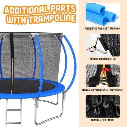 Trampolines |  12- foot Trampoline with Pumpkin-Style Safety Net and Basketball Hoop Sports & Fitness Trampolines