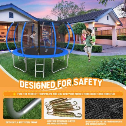 Trampolines |  12- foot Trampoline with Pumpkin-Style Safety Net and Basketball Hoop Sports & Fitness Trampolines