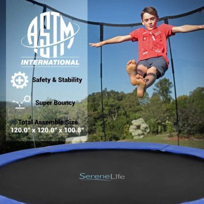 Trampolines |  12ft ASTM Approved Trampoline with Net Enclosure – Stable, Strong Kids and Adult Trampoline with Net – Outdoor Trampoline Sports & Fitness Multi