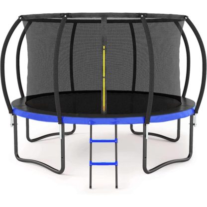 Trampolines |  12FT Outdoor Big Trampoline With Inner Safety Enclosure Net For Kids Sports & Fitness Black&Blue+12Ft/Black&Orange+12Ft