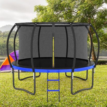 Trampolines |  12FT Outdoor Big Trampoline With Safety Enclosure Net for Kids Sports & Fitness Blue 12Ft/Orange 12Ft