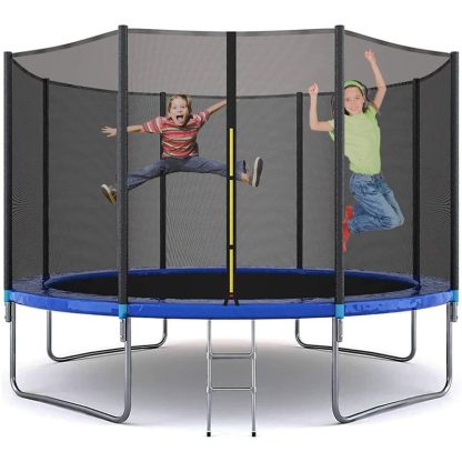 Trampolines |  12FT Outdoor Trampoline with Enclosure Recreational & Ladder Sports & Fitness Trampolines