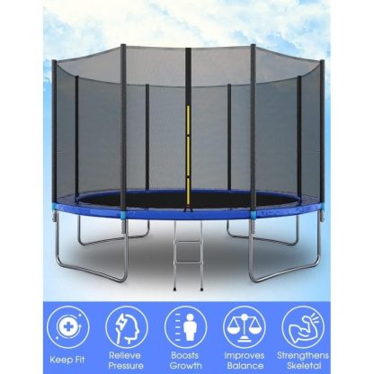 Trampolines |  12FT Outdoor Trampoline with Enclosure Recreational & Ladder Sports & Fitness Trampolines