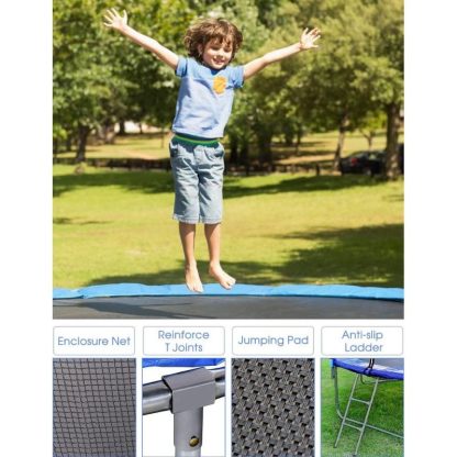 Trampolines |  12FT Outdoor Trampoline with Enclosure Recreational & Ladder Sports & Fitness Trampolines