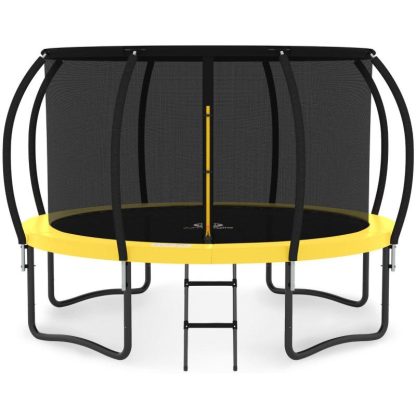 Trampolines |  12FT Trampoline with Enclosure – Recreational Trampolines w/Ladder & AntiRust Coating, ASTM Approval Outdoor Trampoline for Kids Sports & Fitness Black & Blue/Orange & Black/Red & Black/Yellow & Black