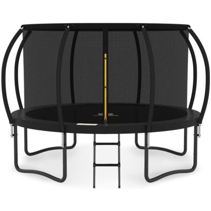 Trampolines |  12FT Trampoline with Enclosure – Recreational Trampolines w/Ladder & AntiRust Coating, ASTM Approval Outdoor Trampoline for Kids Sports & Fitness Black & Blue/Orange & Black/Red & Black/Yellow & Black