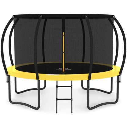 Trampolines |  12FT Trampoline with Enclosure – Recreational Trampolines w/Ladder & AntiRust Coating, ASTM Approval Outdoor Trampoline for Kids Sports & Fitness Black & Blue/Orange & Black/Red & Black/Yellow & Black