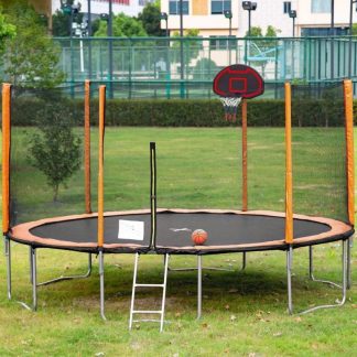 Trampolines |  14FT Advanced Trampoline with Basketball Hoop Inflator and Ladder Sports & Fitness Trampolines