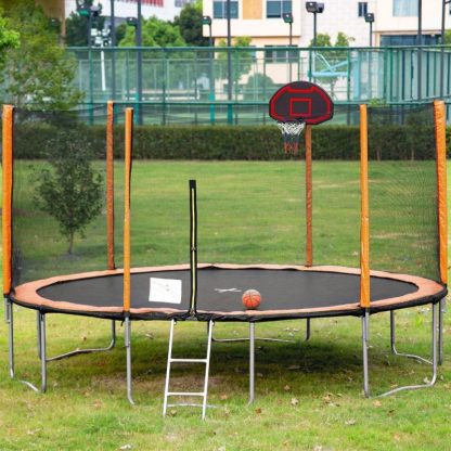 Trampolines |  14ft Advanced Trampoline with Basketball Hoop Inflator and Ladder Sports & Fitness Trampolines