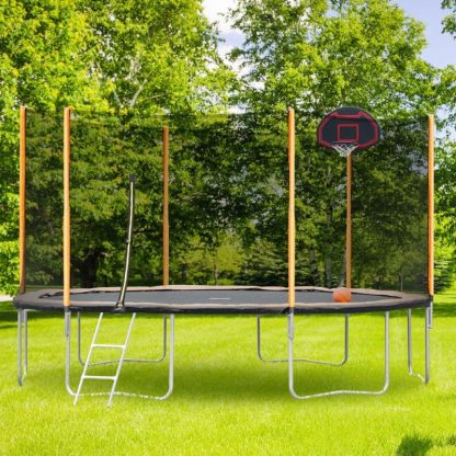 Trampolines |  14ft Advanced Trampoline with Basketball Hoop Inflator and Ladder Sports & Fitness Trampolines