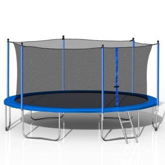 Trampolines |  14FT Heavy Duty Trampoline with Safety Enclosure Net and Ladder for Kids and Adults – Blue Sports & Fitness Trampolines