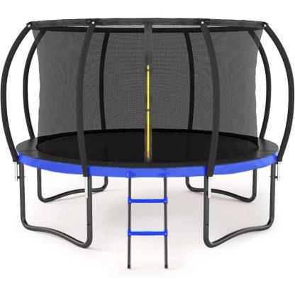 Trampolines |  14FT Outdoor Big Trampoline Inner Safety Enclosure Net, Ladder, PVC Spring Cover Padding Sports & Fitness Trampolines