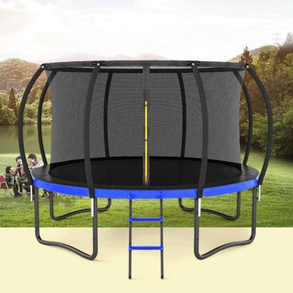 Trampolines |  14FT Outdoor Big Trampoline Inner Safety Enclosure Net, Ladder, PVC Spring Cover Padding Sports & Fitness Trampolines