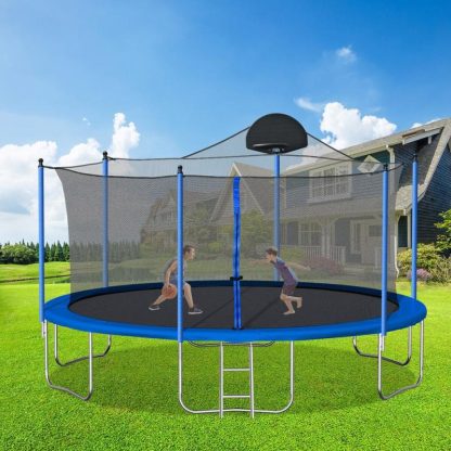 Trampolines |  14FT Outdoor Trampoline Enclosure and Netting, Blue Sports & Fitness Trampolines