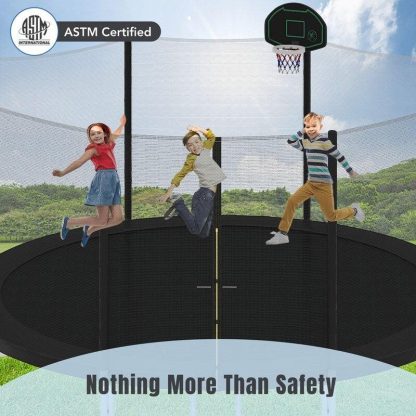 Trampolines |  14FT Trampoline for Kids with Safety Enclosure Net, Basketball Hoop and Ladder, Easy Assembly Outdoor Recreational Trampoline Sports & Fitness Trampolines