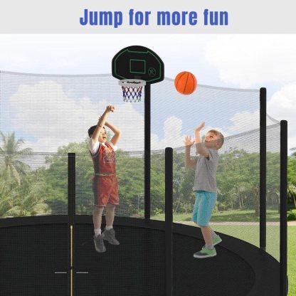 Trampolines |  14FT Trampoline for Kids with Safety Enclosure Net, Basketball Hoop and Ladder, Easy Assembly Outdoor Recreational Trampoline Sports & Fitness Trampolines