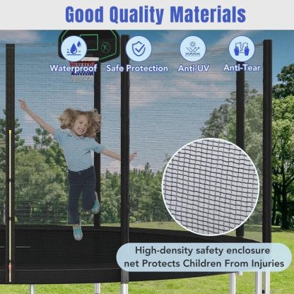 Trampolines |  14FT Trampoline for Kids with Safety Enclosure Net, Basketball Hoop and Ladder, Easy Assembly Outdoor Recreational Trampoline Sports & Fitness Trampolines