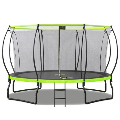 Trampolines |  14FT Trampoline for Kids w/Upgraded Arc Composite Pole & Enclosure Net – Green Sports & Fitness Green