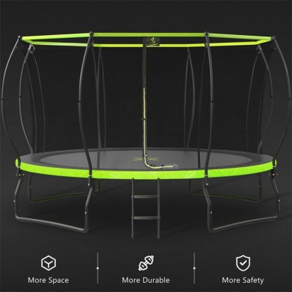 Trampolines |  14FT Trampoline for Kids w/Upgraded Arc Composite Pole & Enclosure Net – Green Sports & Fitness Green