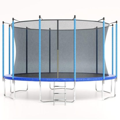 Trampolines |  14FT Trampoline, Recreational Trampolines with Enclosure Net and Ladder Sports & Fitness Blue/Green