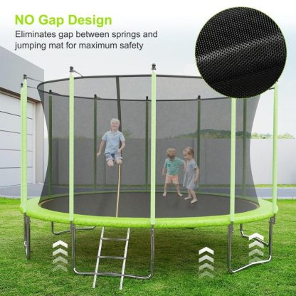 Trampolines |  14FT Trampoline, Recreational Trampolines with Enclosure Net and Ladder Sports & Fitness Blue/Green