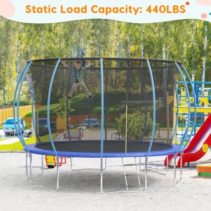 Trampolines |  14FT Trampoline, Recreational Trampolines with Enclosure Net and Ladder Sports & Fitness Blue/Green