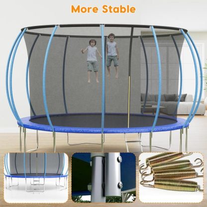 Trampolines |  14FT Trampoline, Recreational Trampolines with Enclosure Net and Ladder Sports & Fitness Blue/Green