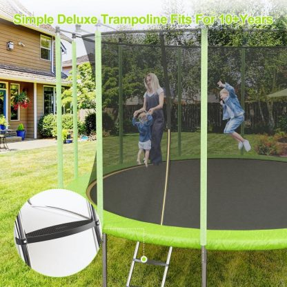 Trampolines |  14FT Trampoline, Recreational Trampolines with Enclosure Net and Ladder Sports & Fitness Blue/Green