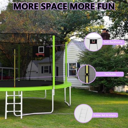 Trampolines |  14FT Trampoline Set with Swing,Sports Fitness Trampolines with Enclosure Net, Recreational Trampolines for Outdoor Indoor Sports & Fitness Trampolines