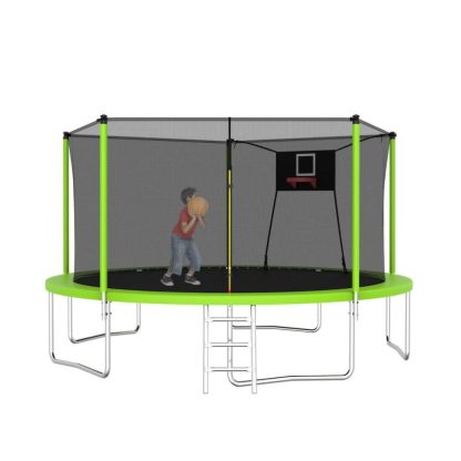 Trampolines |  14FT Trampoline Set with Swing,Sports Fitness Trampolines with Enclosure Net, Recreational Trampolines for Outdoor Indoor Sports & Fitness Trampolines