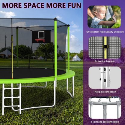 Trampolines |  14FT Trampoline Set with Swing,Sports Fitness Trampolines with Enclosure Net, Recreational Trampolines for Outdoor Indoor Sports & Fitness Trampolines