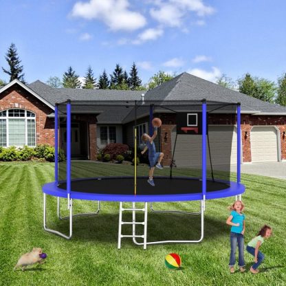 Trampolines |  14FT Trampoline Set with Swing,Sports Fitness Trampolines with Enclosure Net, Recreational Trampolines for Outdoor Indoor Sports & Fitness Trampolines