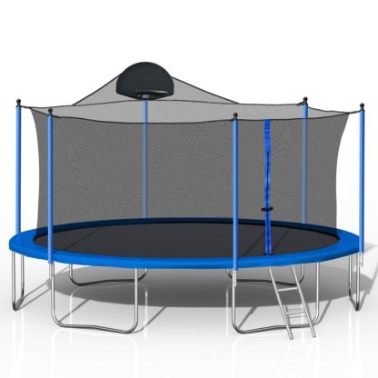 Trampolines |  14FT Trampoline with Board and Safety Net for Outdoor Play Sports & Fitness Trampolines