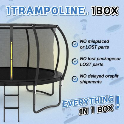 Trampolines |  14FT Trampoline With Enclosure Net, Ladder and Spring Cover Padding Sports & Fitness Blue-Black/Black/Orange-Black