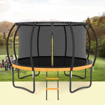 Trampolines |  14FT Trampoline With Enclosure Net, Ladder and Spring Cover Padding Sports & Fitness Blue-Black/Black/Orange-Black