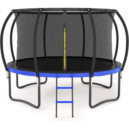 Trampolines |  14FT Trampoline With Enclosure Net, Ladder and Spring Cover Padding Sports & Fitness Blue-Black/Black/Orange-Black