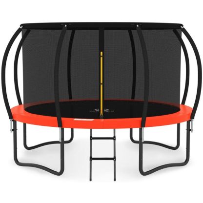 Trampolines |  14FT Trampoline with Enclosure – Recreational Trampolines with Ladder and AntiRust Coating, ASTM Approval Outdoor Trampoline Sports & Fitness Black & Blue/Orange & Black/Red & Black/Yellow & Black