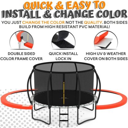 Trampolines |  14FT Trampoline with Enclosure – Recreational Trampolines with Ladder and AntiRust Coating, ASTM Approval Outdoor Trampoline Sports & Fitness Black & Blue/Orange & Black/Red & Black/Yellow & Black