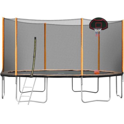 Trampolines |  14FT Trampoline with Ladder and Outer Safety Enclosure, for Backyard Sports & Fitness Trampolines