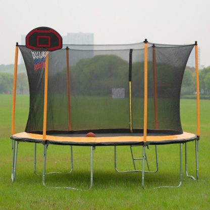 Trampolines |  15FT Orange Trampoline with Ladder and Basketball Hoop Inflator Sports & Fitness Trampolines