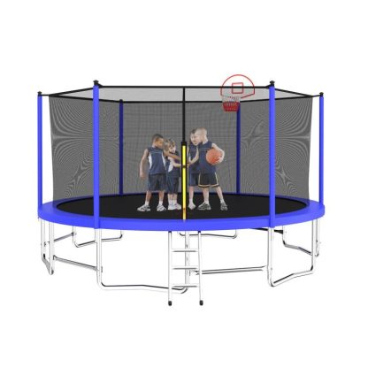 Trampolines |  15FT Outdoor Trampoline Enclosure and Netting, Trampoline Ladder Sports & Fitness Trampolines