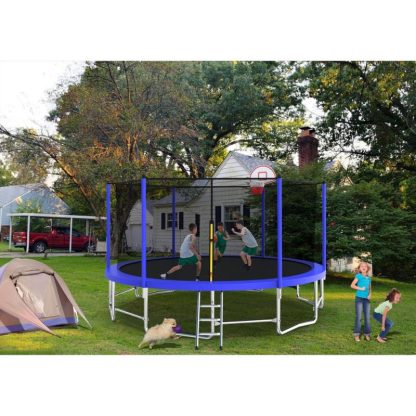 Trampolines |  15FT Outdoor Trampoline Enclosure and Netting, Trampoline Ladder Sports & Fitness Trampolines