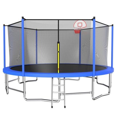 Trampolines |  15FT Outdoor Trampoline Enclosure and Netting, Trampoline Ladder Sports & Fitness Trampolines