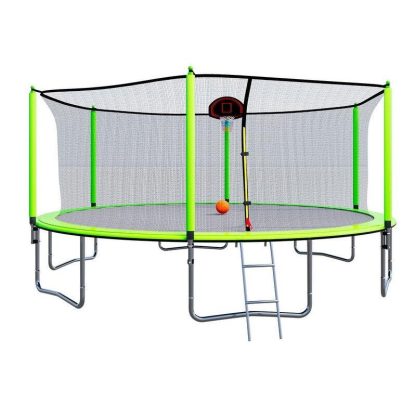 Trampolines |  15FT Trampoline with Basketball Hoop and Inner Safety Enclosure Enclosure Sports & Fitness Trampolines