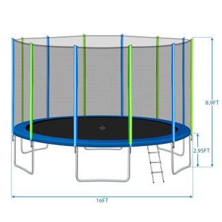 Trampolines |  16”14”12”FT Outdoor Round Trampoline with Safety Enclosure Sports & Fitness Trampolines